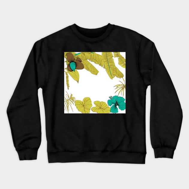 Seamless tropical pattern with banana palms Crewneck Sweatshirt by Olga Berlet